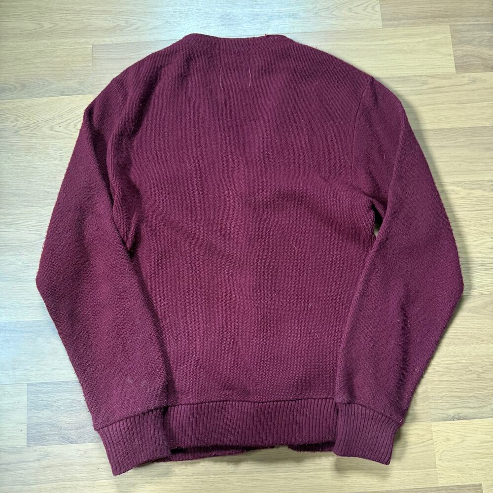 Men's Vintage 1980's Wine Red Maroon Cardigan Knit Golf Light Sweater Sz Medium - Picture 6 of 9